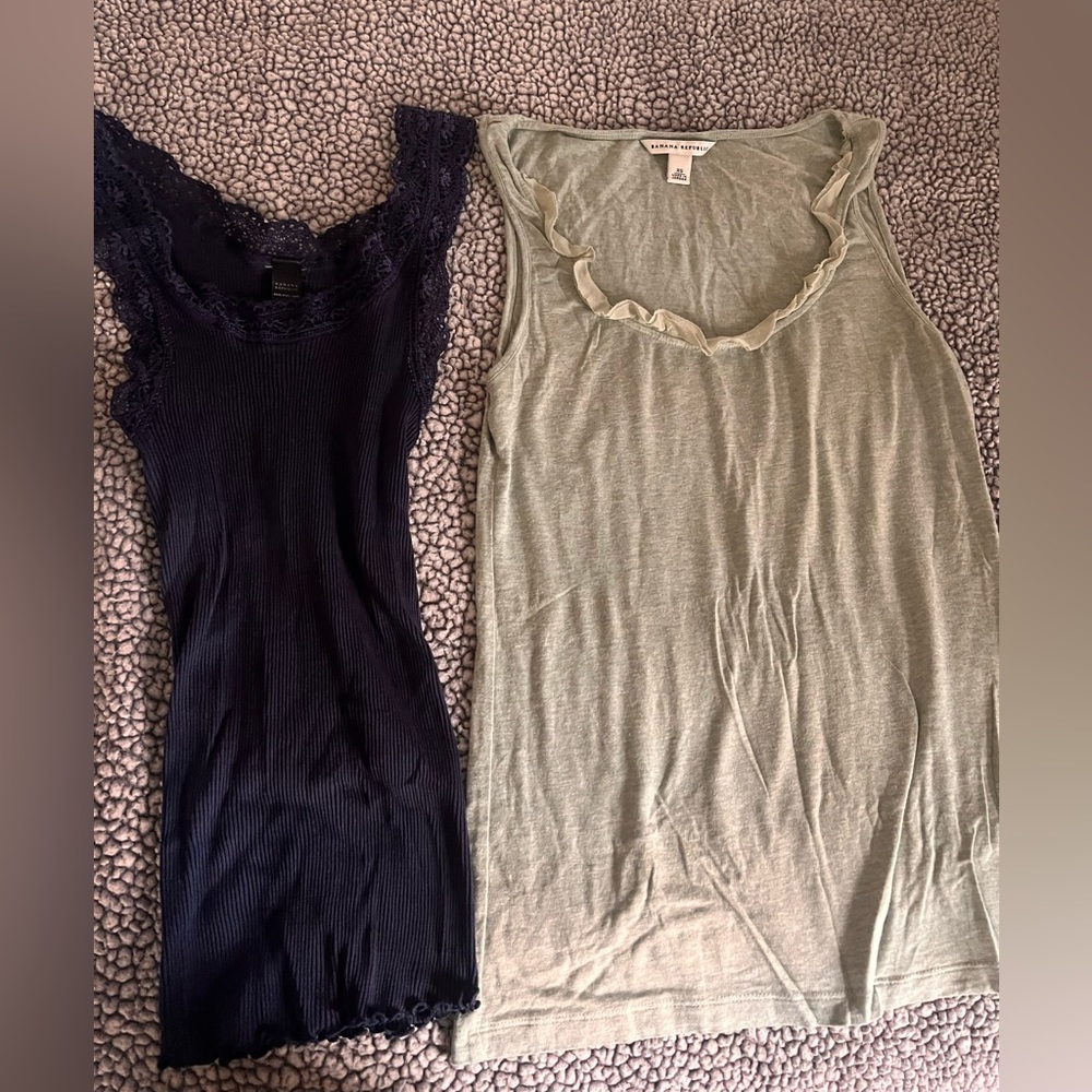 Banana Republic tanks. Navy ribbed size Small. Green size XS (but fits loosely)